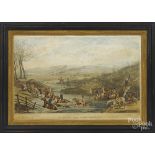 Lithograph horse racing scene, after Alken, 12 1/2'' x 21'', together with a modern print, after
