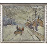 Charles W. Patterson (American 1870-1938), oil on canvas winter landscape with a horsedrawn