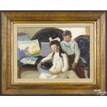William Starkweather (American 1879-1969), oil on board, titled Children at Eastport Maine, signed