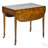 English Adam's style satinwood Pembroke table, ca. 1800, with painted floral decoration, 28 1/2''
