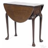 Diminutive George II mahogany drop leaf table, ca. 1760, 27'' h., 13'' w., 26 3/4'' d.