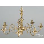 Dutch style brass seven-arm chandelier, 18 1/2'' h., 28'' w.