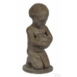 Edward Fenno Hoffman III (American 1916-1991), bronze of a young boy with a rabbit, signed on base