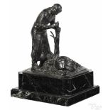 Aime-Jules Dalou (French/British 1838-1902), patinated bronze of a worker, signed on base and