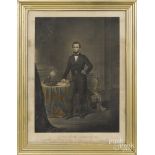 Engraved portrait of Abraham Lincoln, 19th c., 25 1/2'' x 18 1/2''.