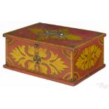 Pennsylvania painted pine lock box, dated 1857, inscribed S. B. Wentzel Painter, retaining its