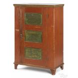 Pennsylvania painted pine canning cupboard, early 19th c., retaining an old red and green surface,