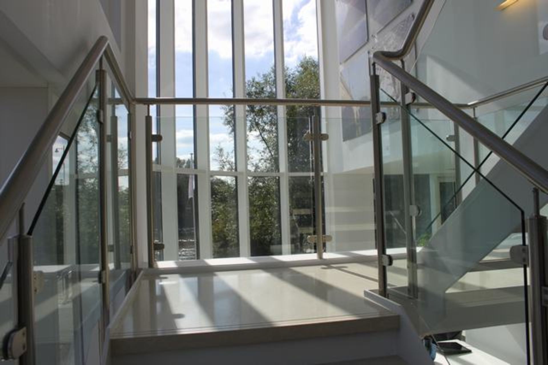 8 x Toughened glass balustrade panels 10mm thick rake angled 950mm x 600mm ( this is glass panels