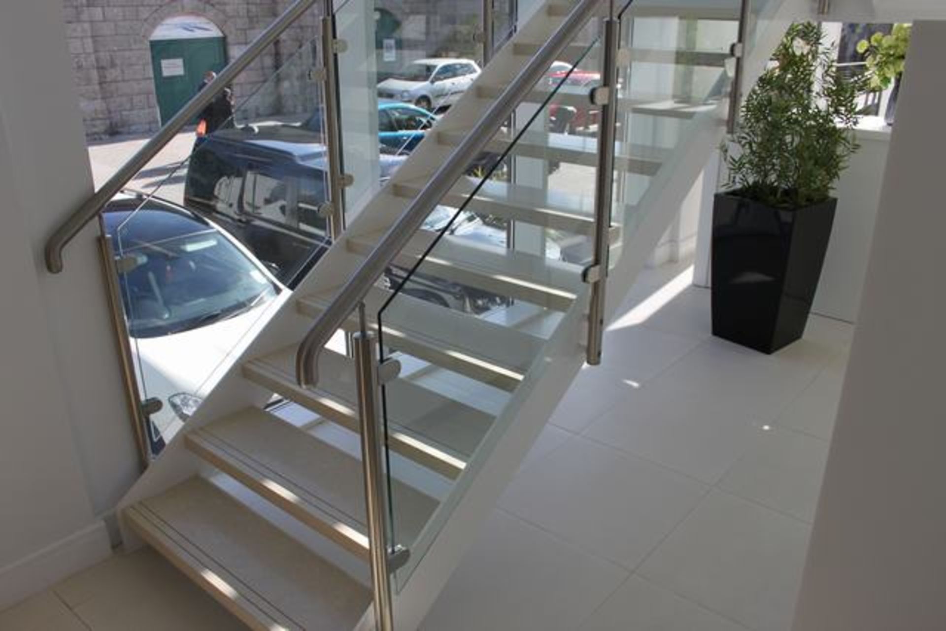 Complete staircase comprising of combined lots 35 - 41 inclusive includes all the balustade, glass