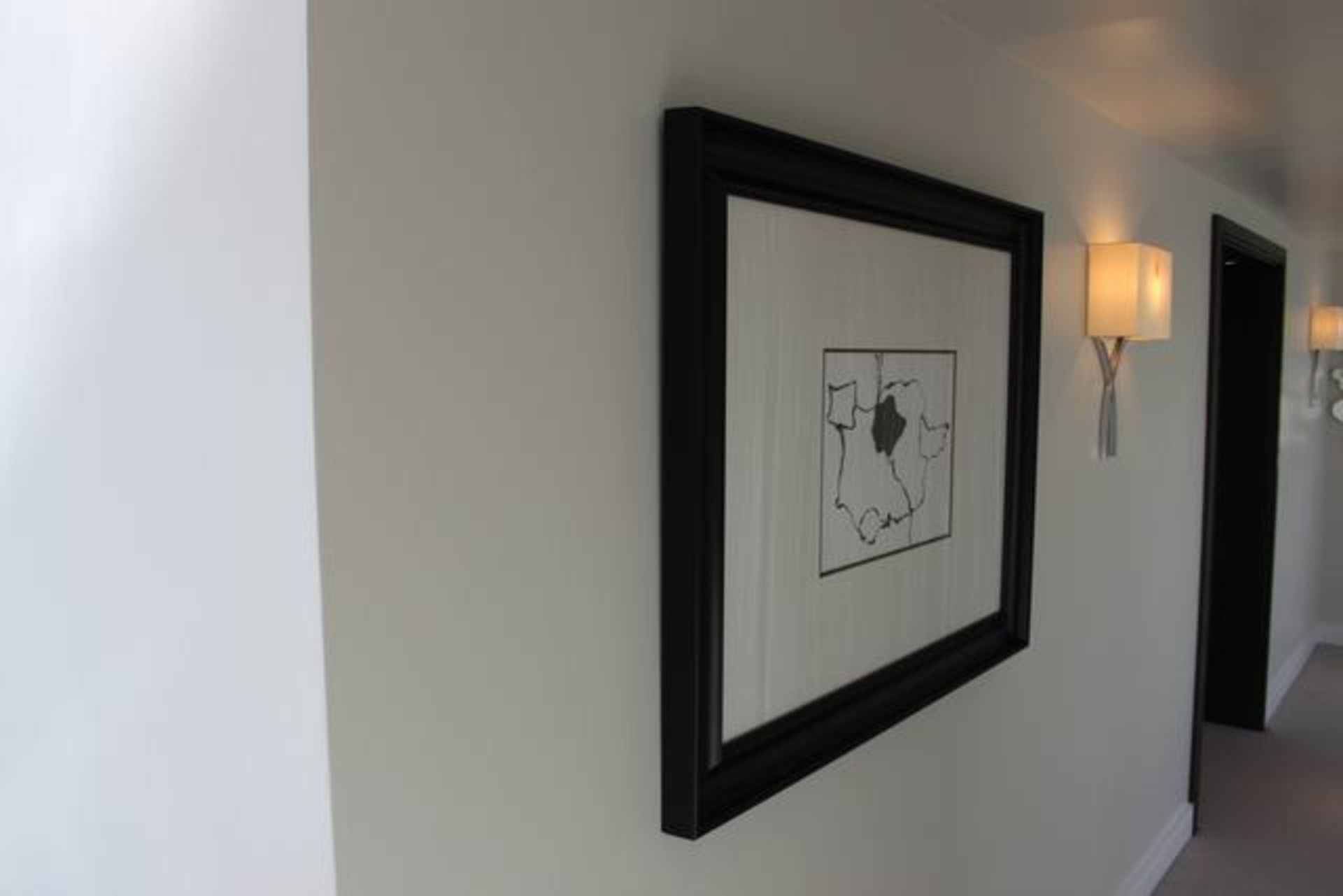 An abstract print in black matt box frame 1120mm x 870mm