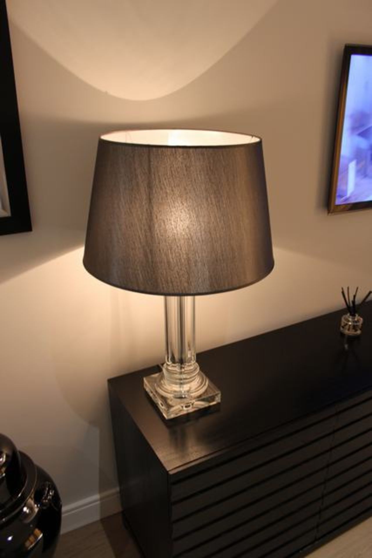 A pair of fluted glass table lamps 840mm tall - Image 2 of 2