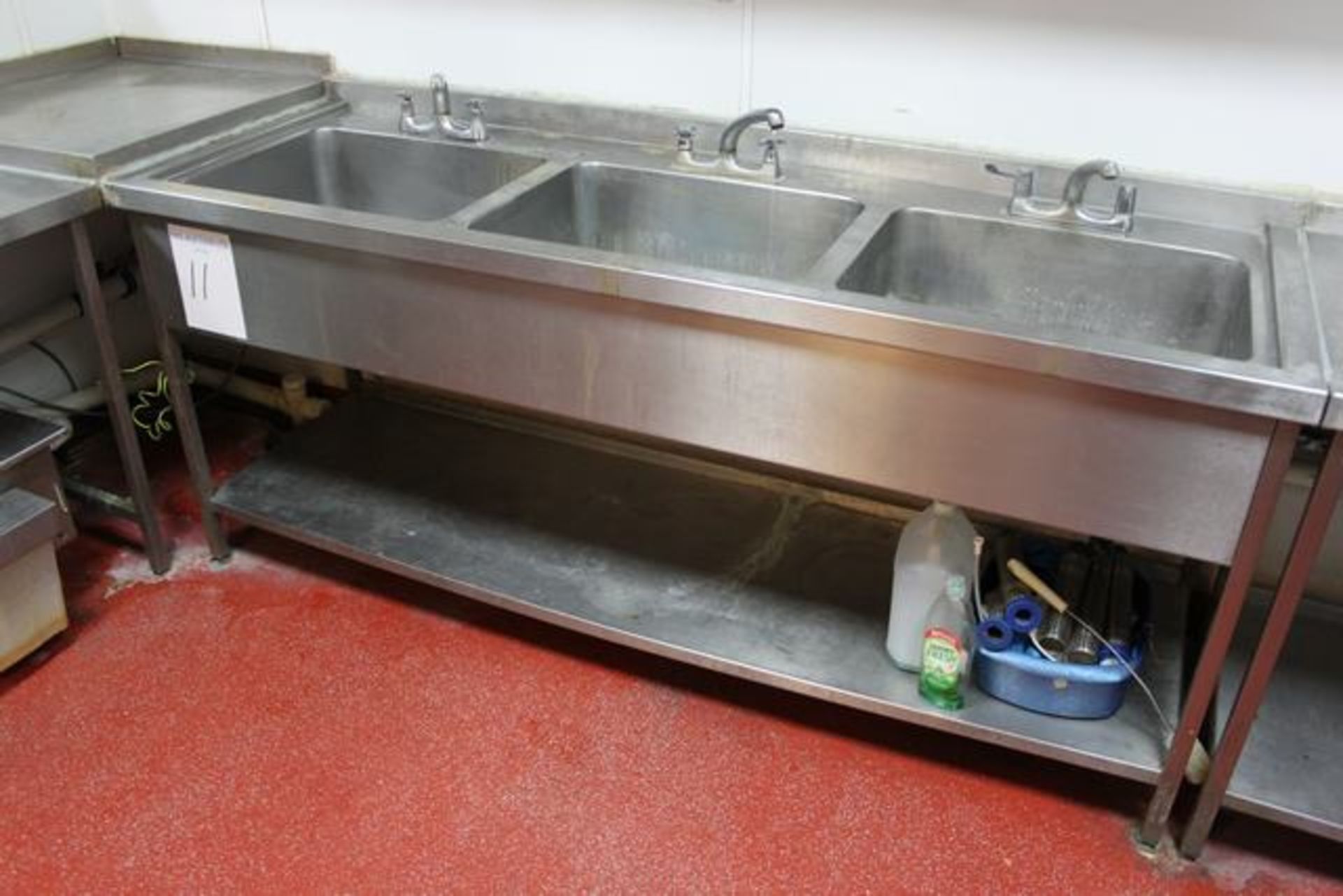 Stainless steel triple basin utensil sink with undershelf and upstand 2050mm  Lift out charge  20