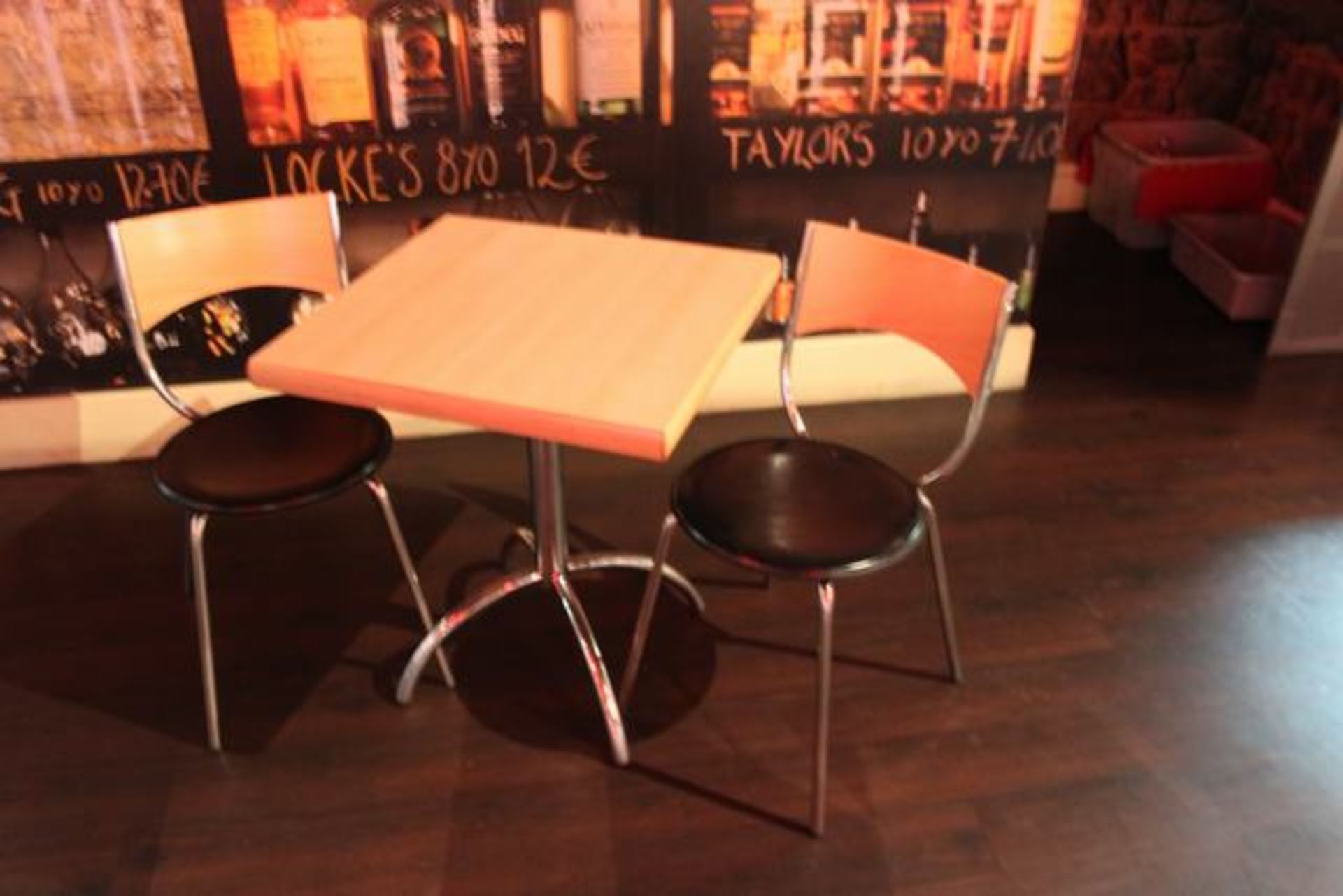 Lunar Var single pedestal dining table beech 50mm wood laminate top 620mm x 640mm x 750mm tall
