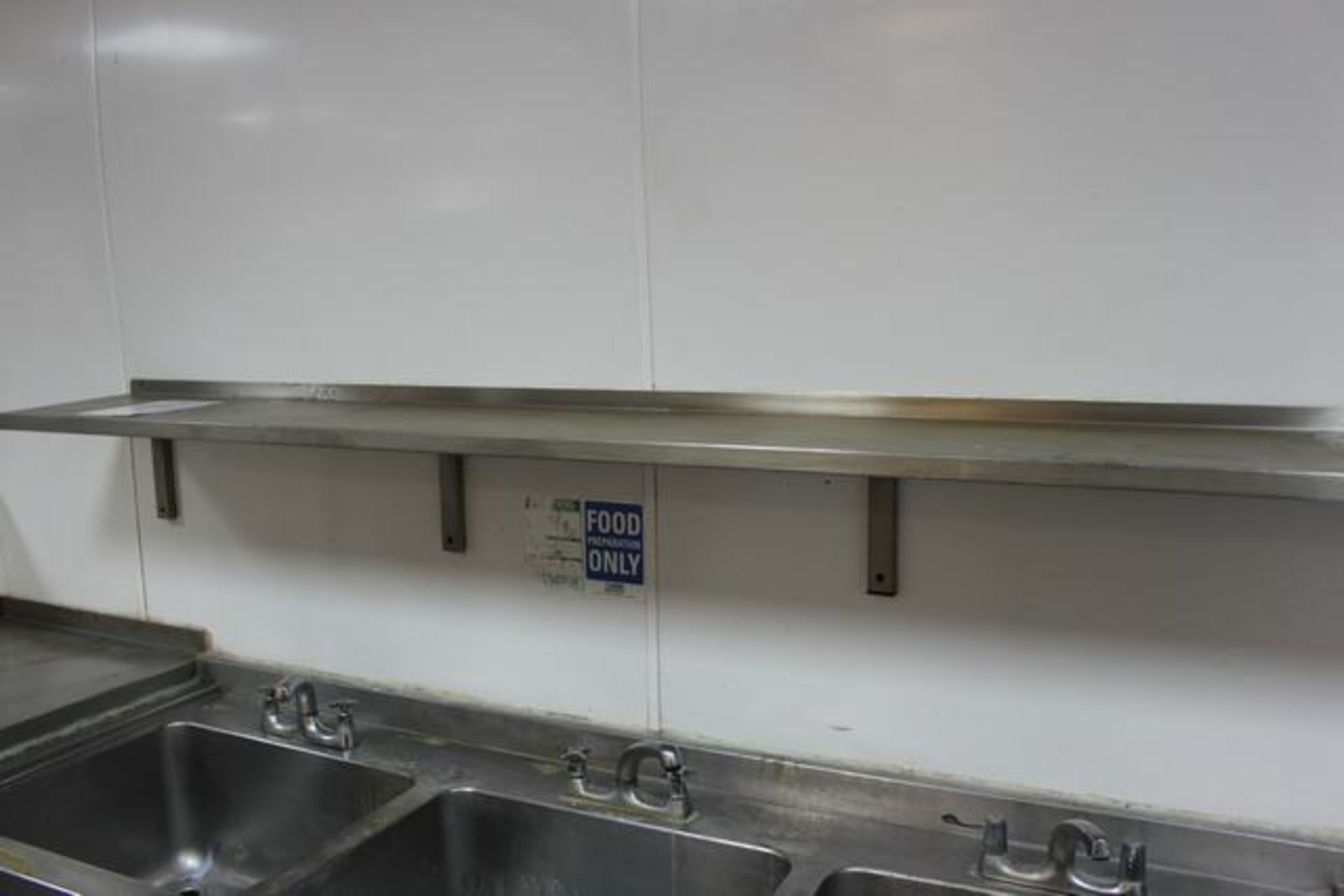 Stainless steel wall mounted shelf 2400mm x 300mm  Lift out charge  5