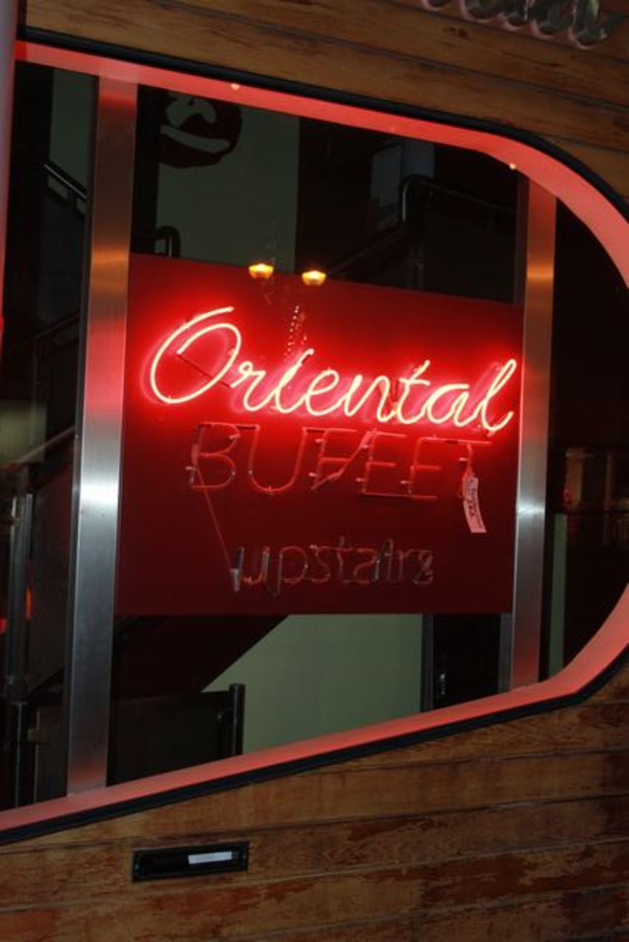 Neon sign reads Oriental Buffet 1200mm x 890mm Lift out charge  10