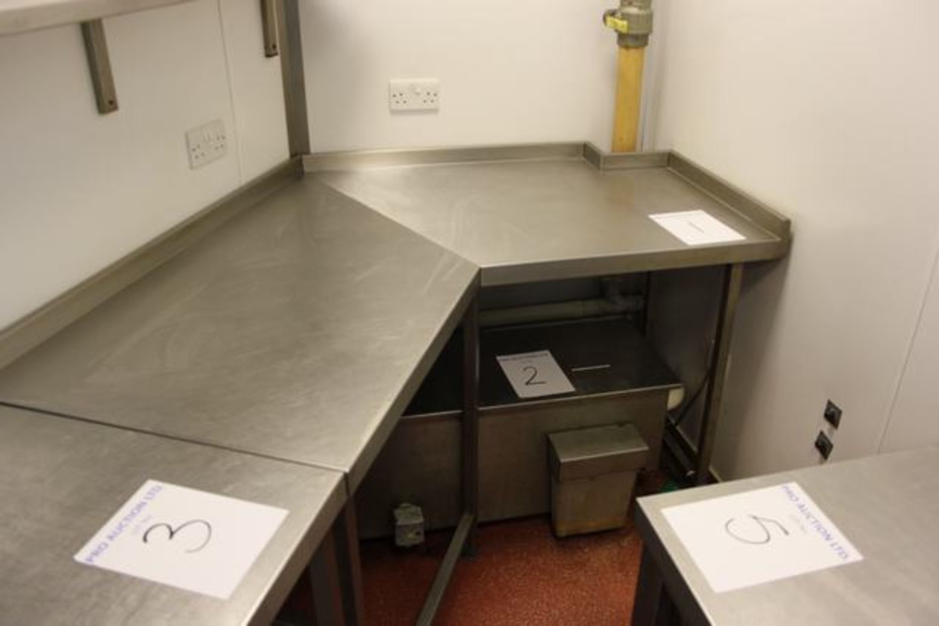 Stainless steel preparation  table corner L shaped with up stand 1300mm x 700mm  Lift out charge  5