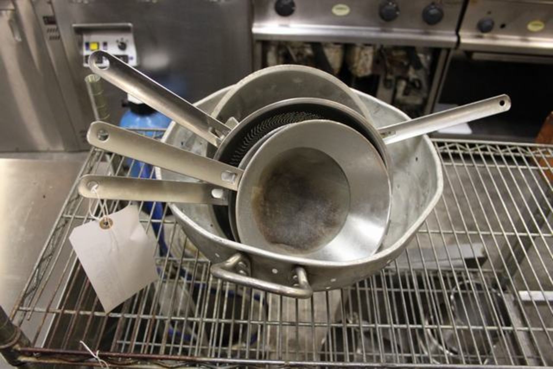 A selection of colanders and sieves as lotted