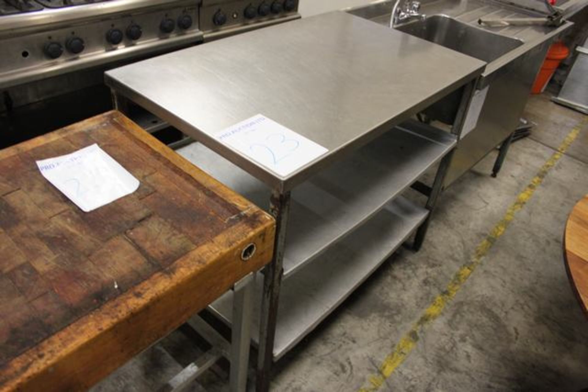 Stainless steel three shelf preparation table 1070mm x 670mm x 920mm