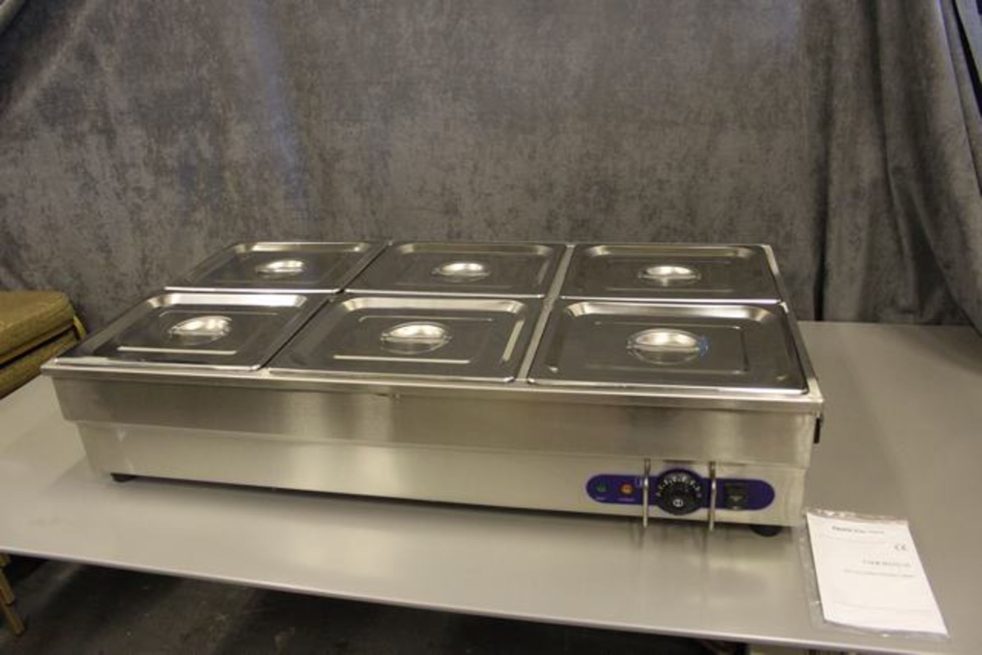 Heavy duty stainless steel Wet Heat Bain Marie counter-top with 6 x GN pans (GN pan 1/2× 4''× 6)