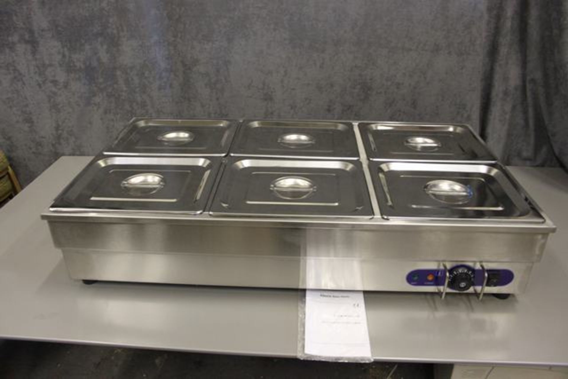 Heavy duty stainless steel Wet Heat Bain Marie counter-top with 6 x GN pans (GN pan 1/2× 4''× 6)