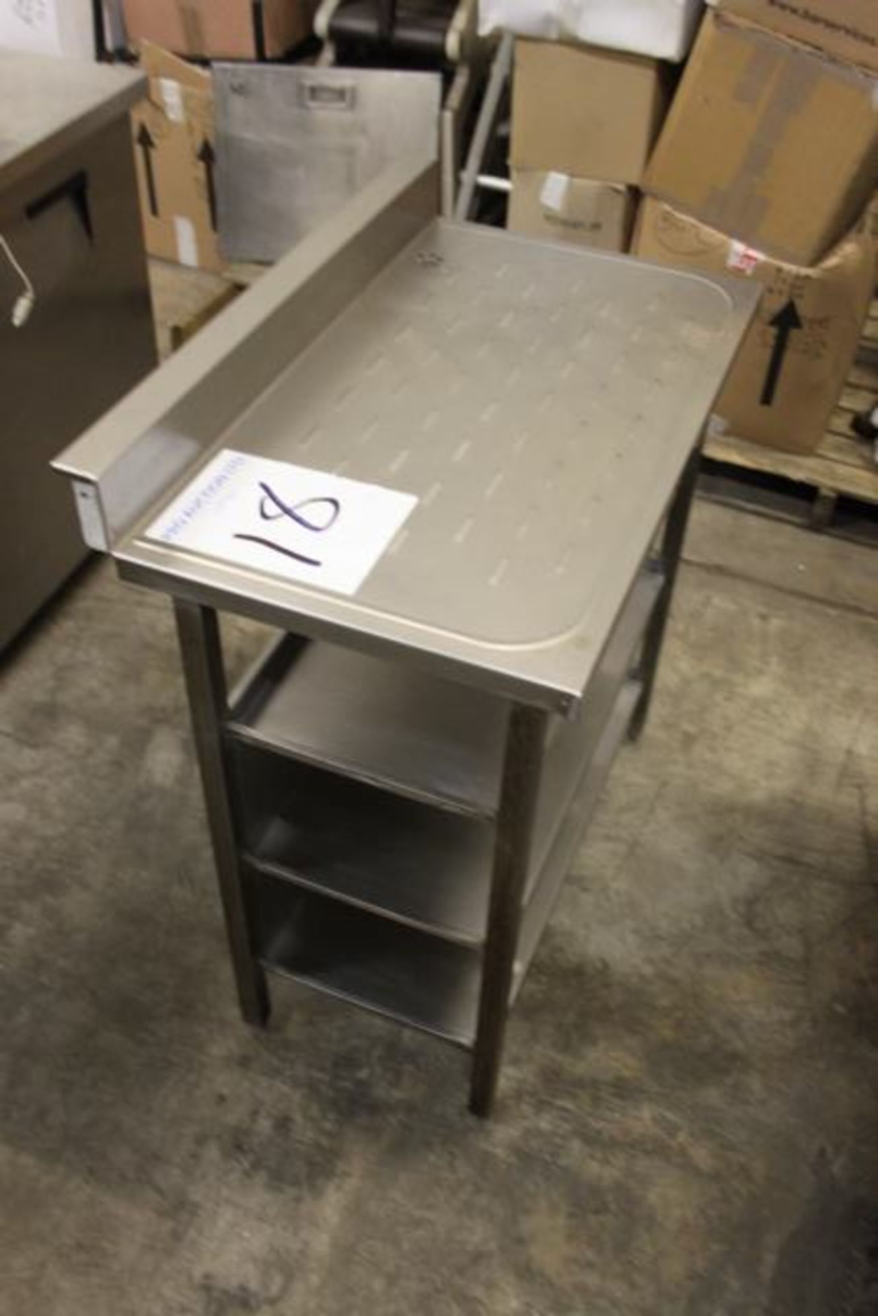 Stainless steel draining table with upstand and 3 undershelves 800mm x 510mm x 850mm