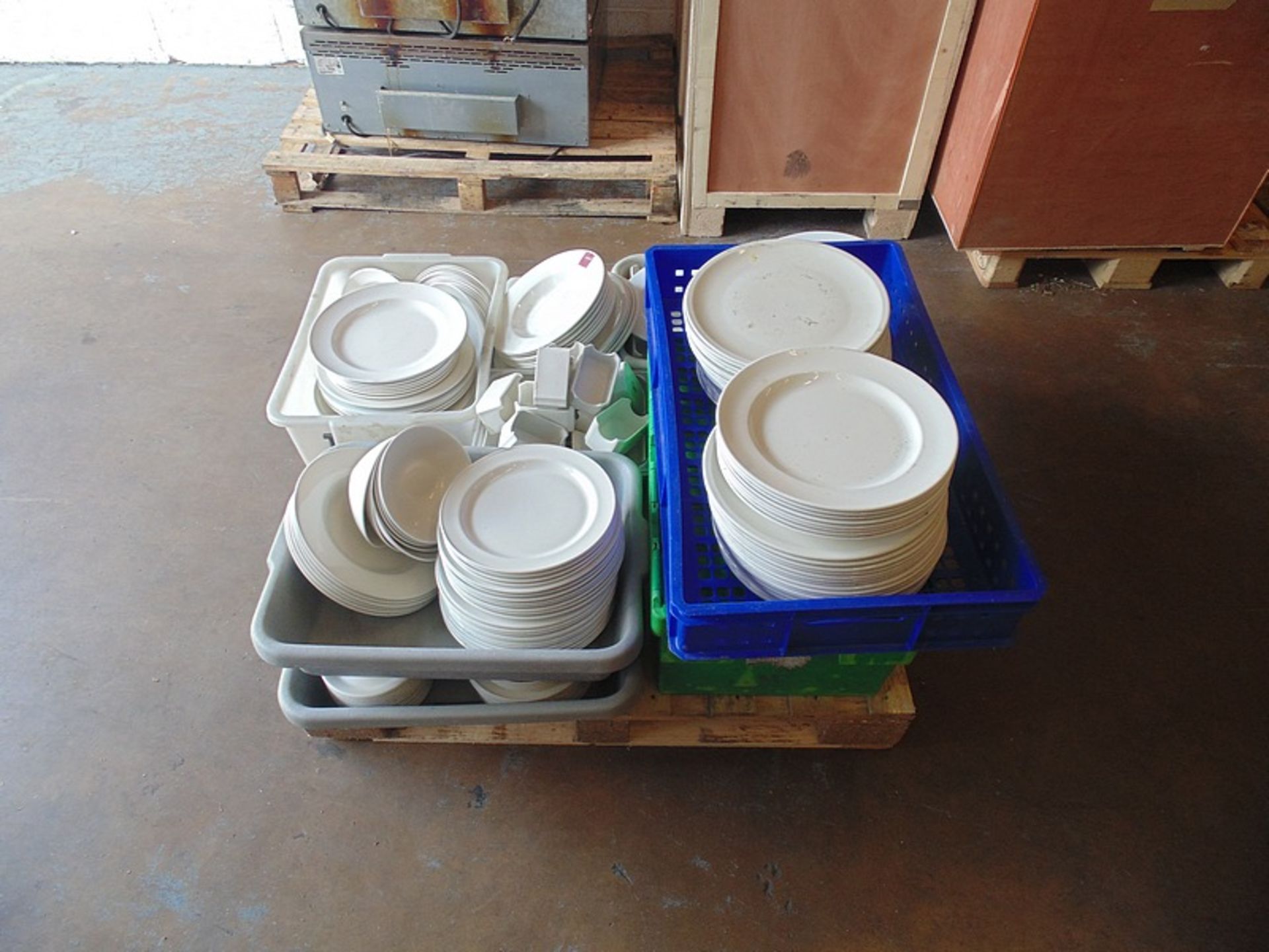 A large quantity of white tableware as lottted to include plates, side plates, bowls, platters and