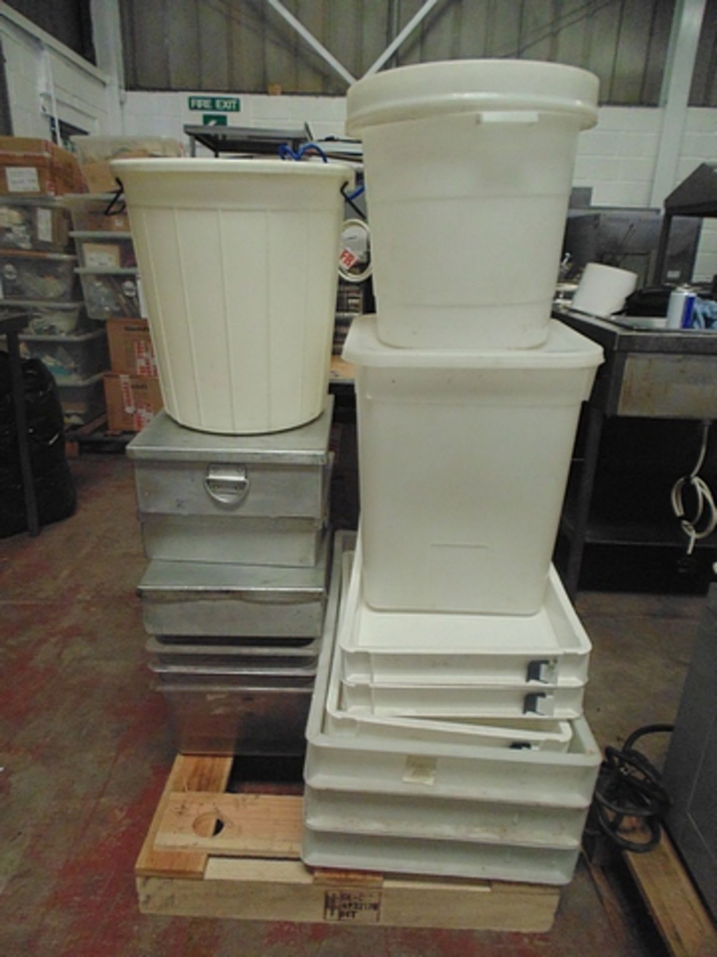 Job lot of 3 x food grade medium density polyethylene ingredient bins, 6 x confectionery trays, 3