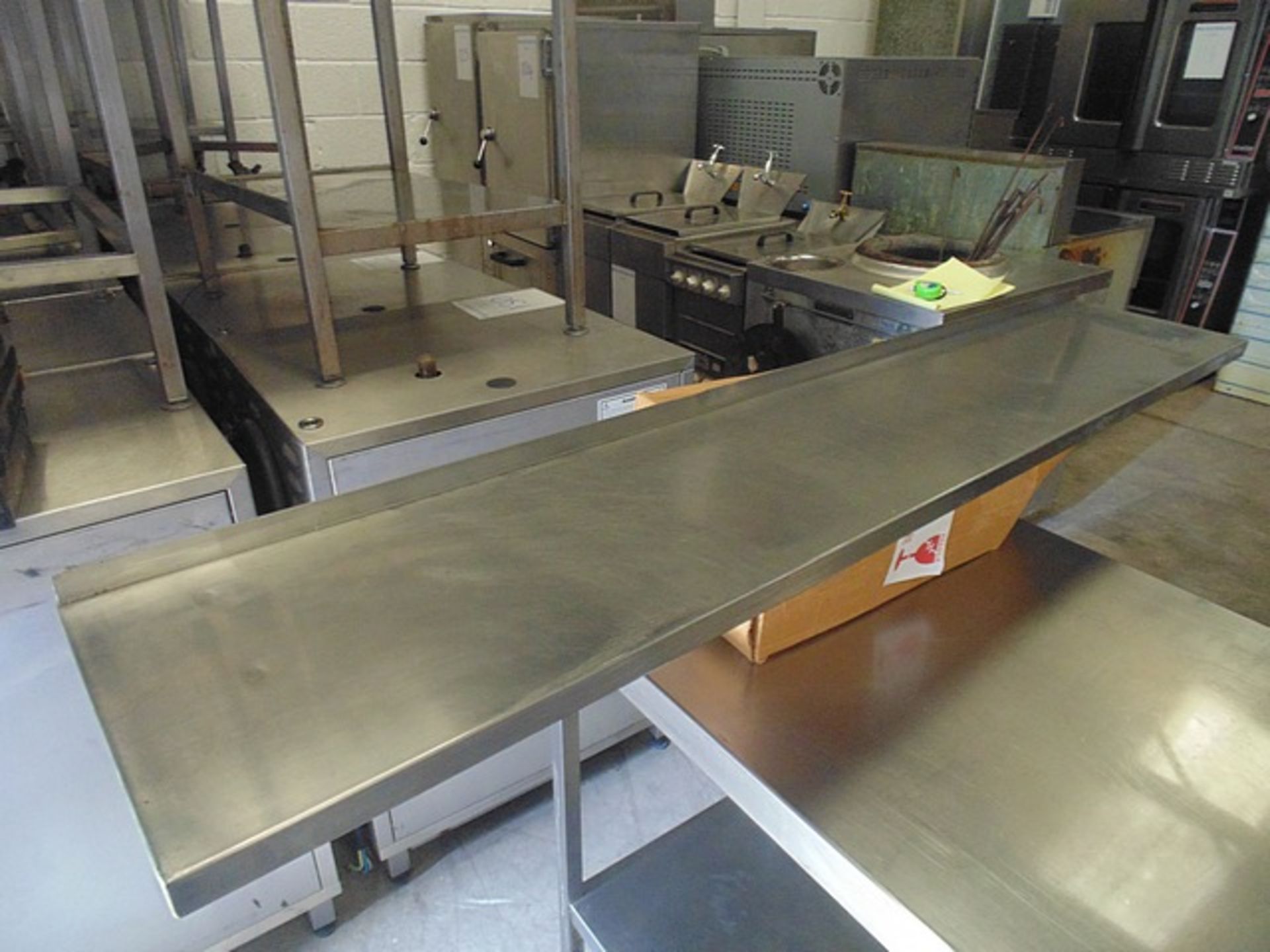 Stainless steel wall shelving with bracket 1420mm x 250mm