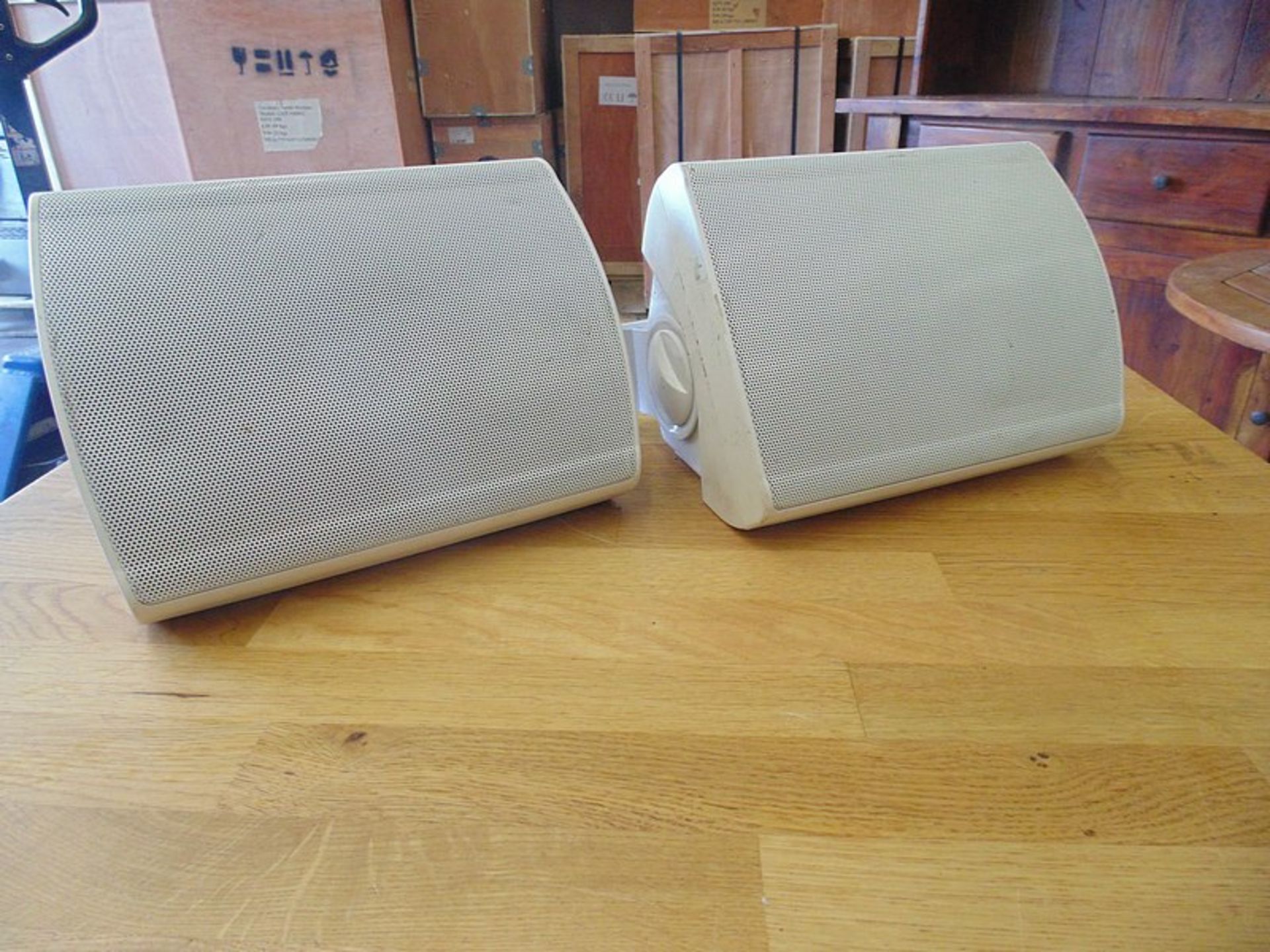 A pair of Visaton VIS WB13-100WS two-way compact speakers, IP54 UV-resistant 100 V transformer