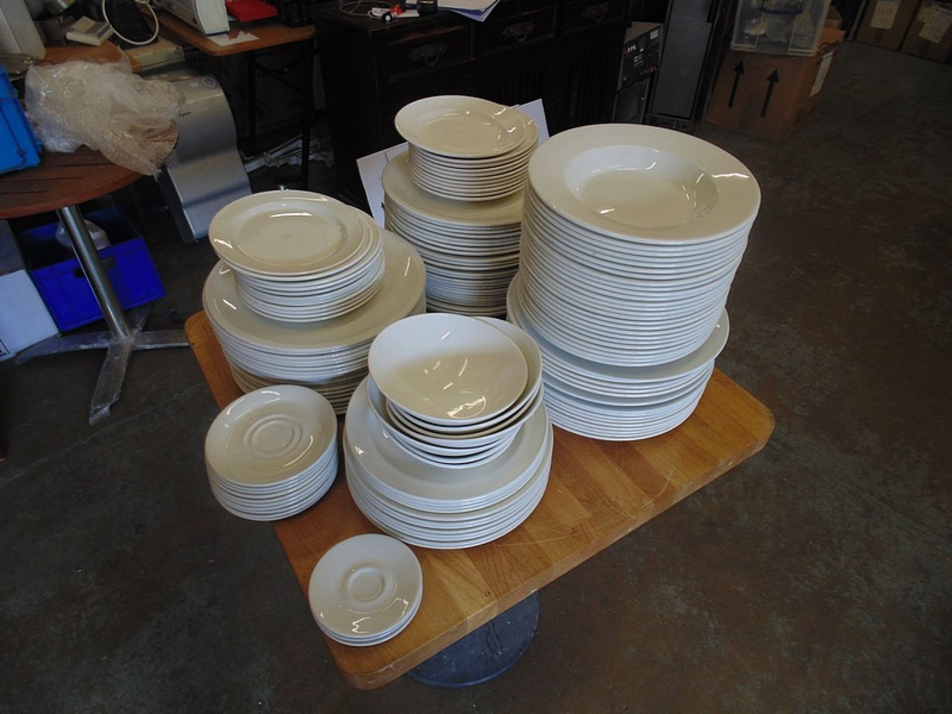 A large quantity of white tableware as lottted to include plates, side plates, bowls, platters and - Image 3 of 4