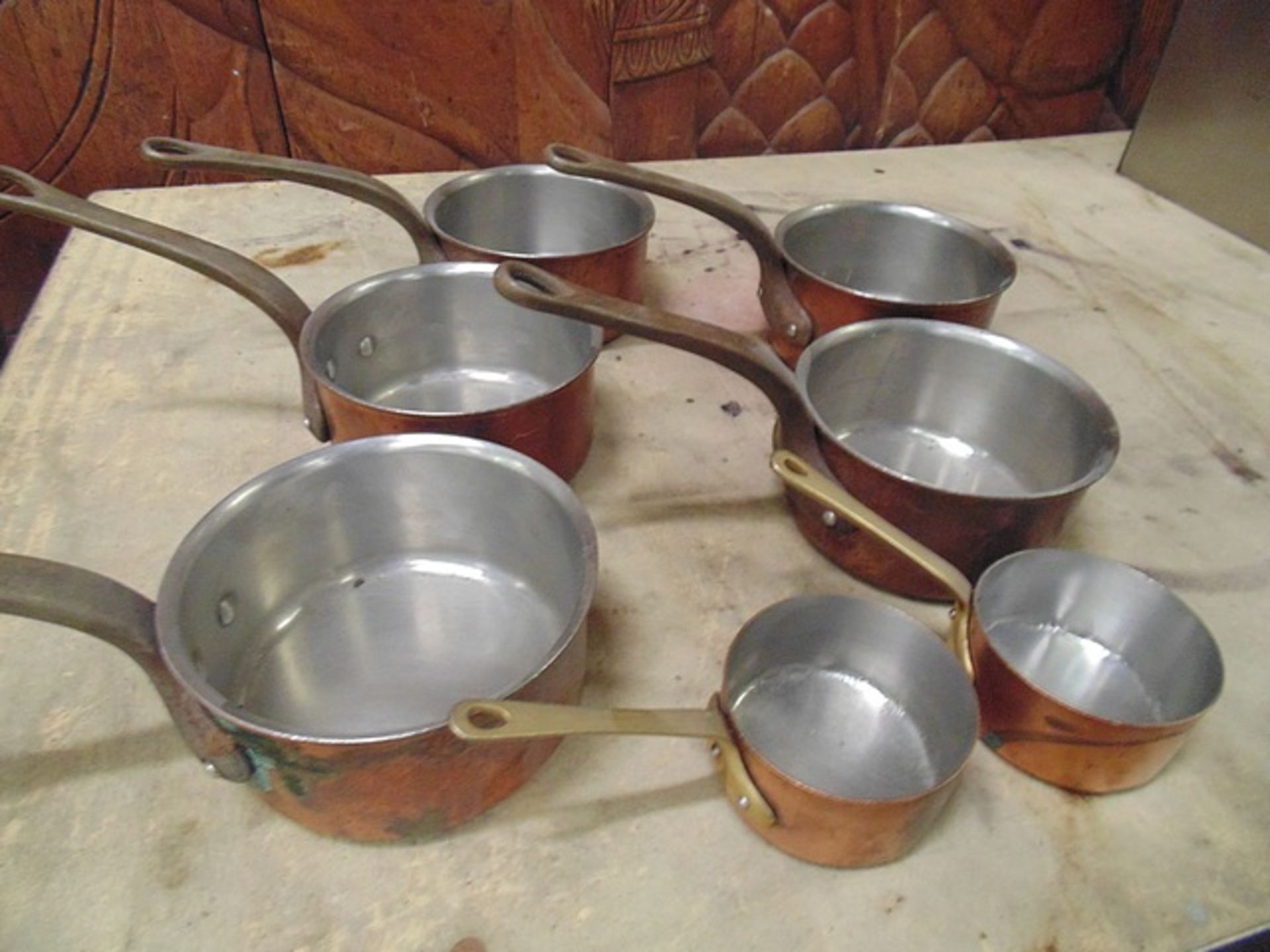 7 x various copper pans