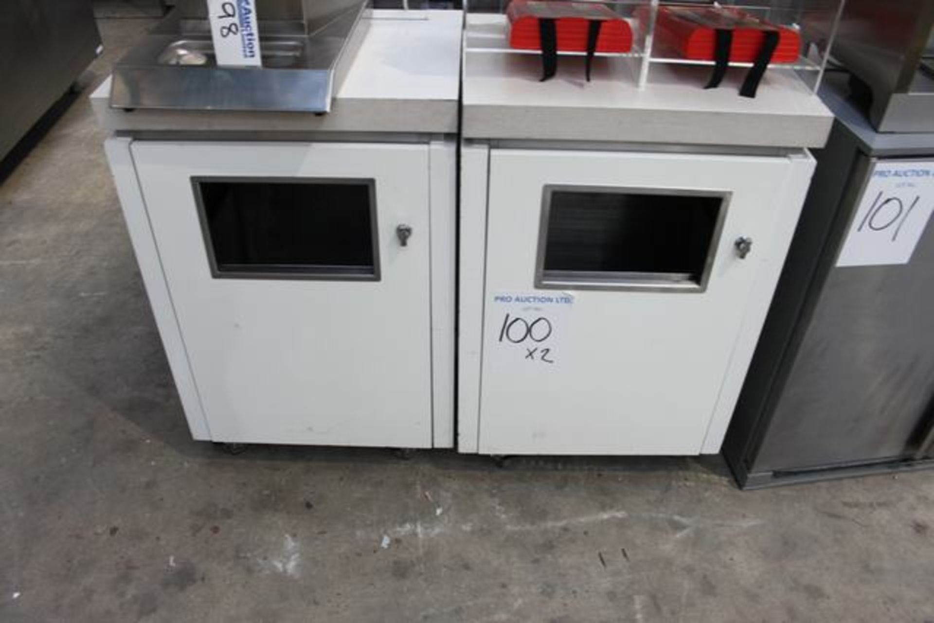 2 x granite top waste stations 600mm x 450mm x 940mm