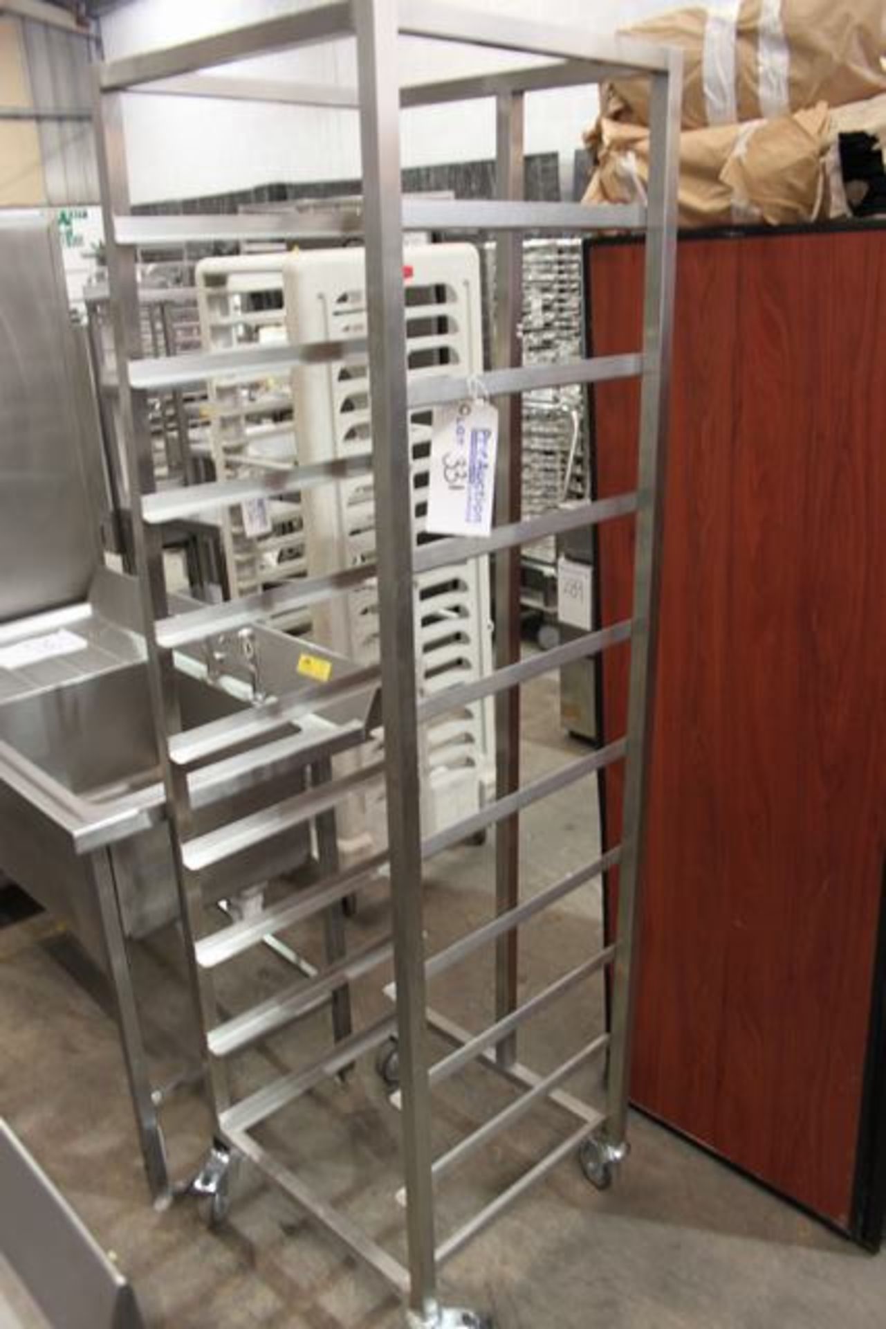 2 x Stainless steel mobile trolley for food trays commercial kitchens 9 rails - 18/10 stainless - Image 2 of 2