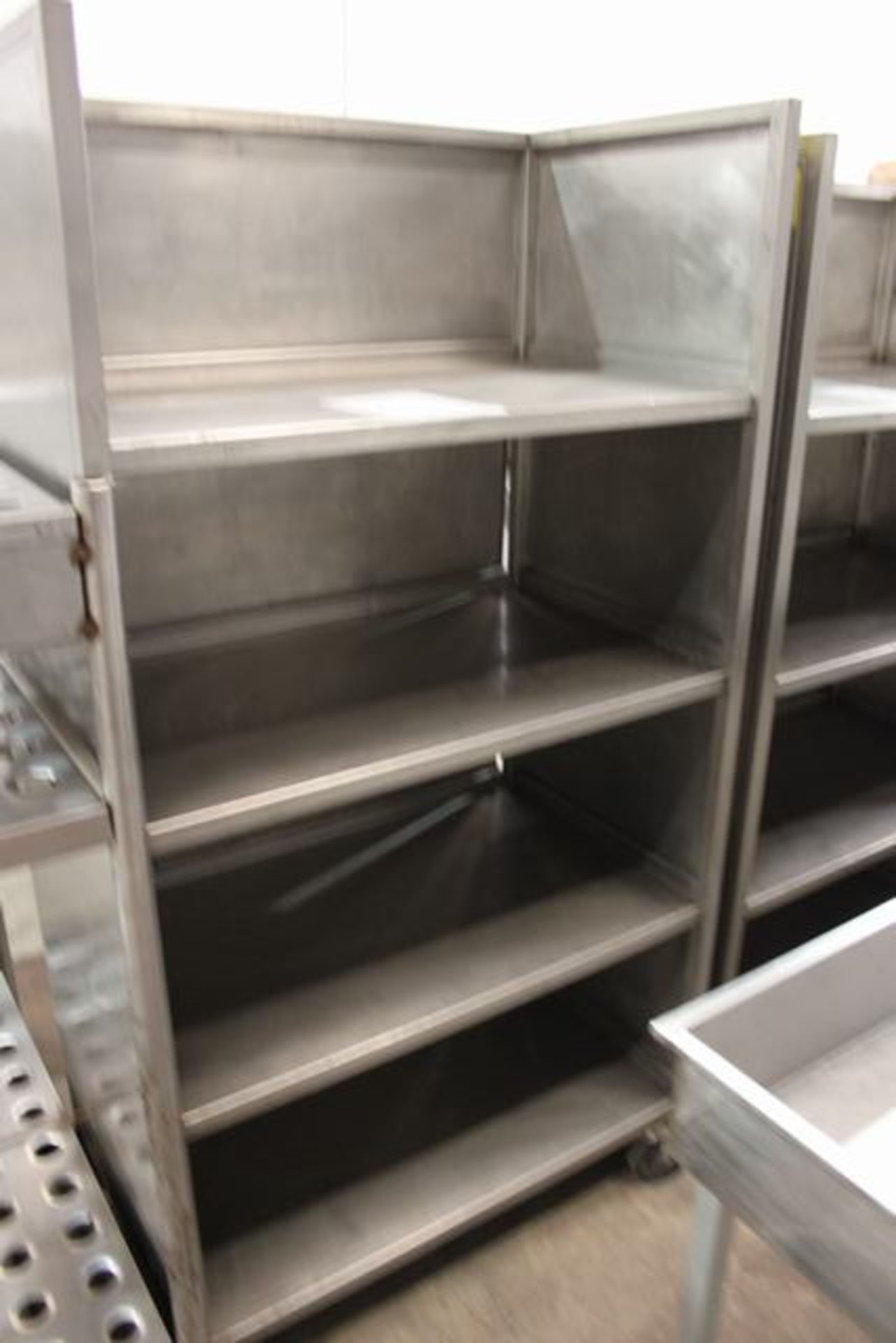 Stainless steel four tier mobile shelving rack 1000mm x 600mm x 1860mm