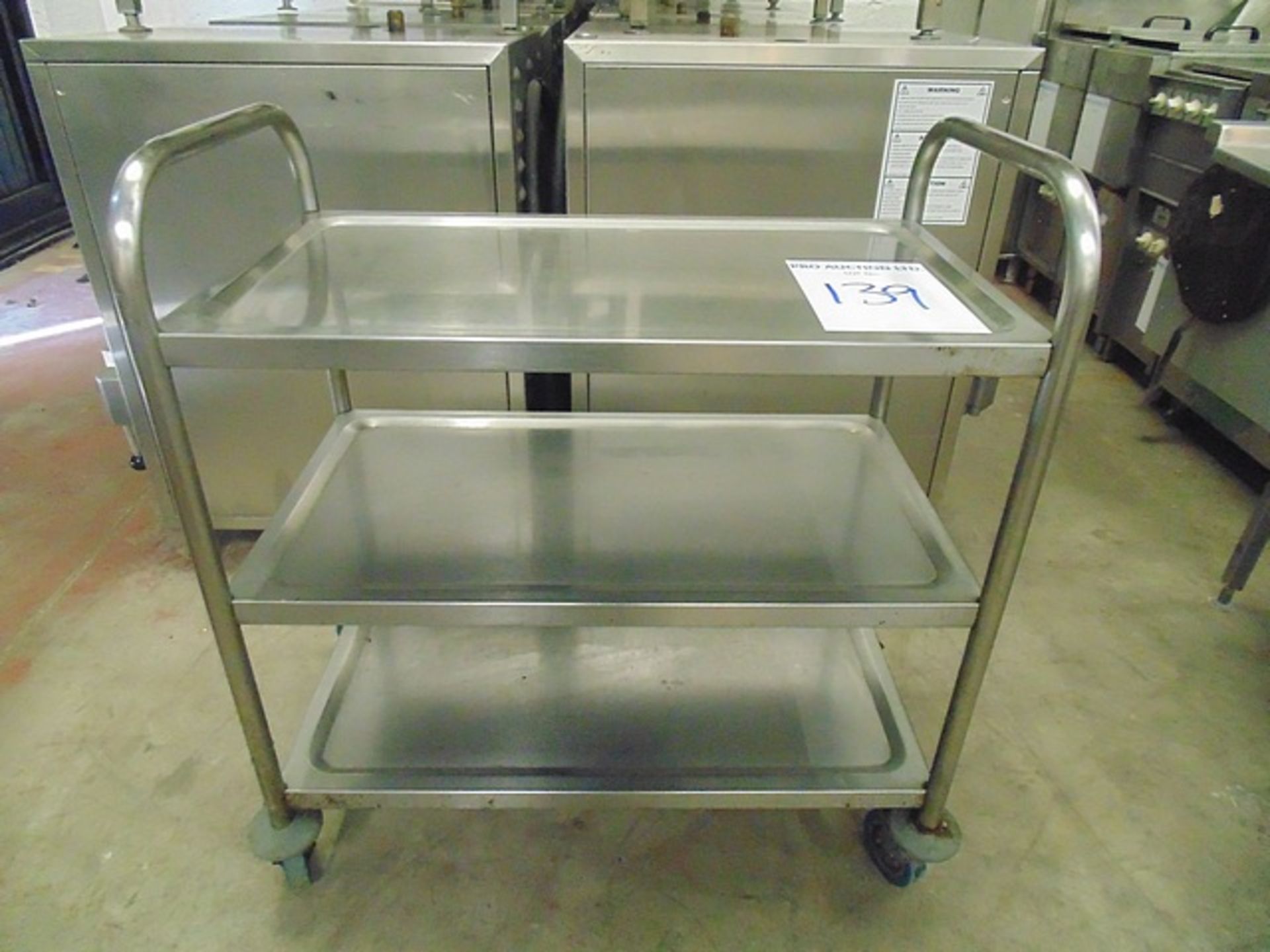 Stainless steel three tier mobile trolley 800mm x 450mm x 900mm