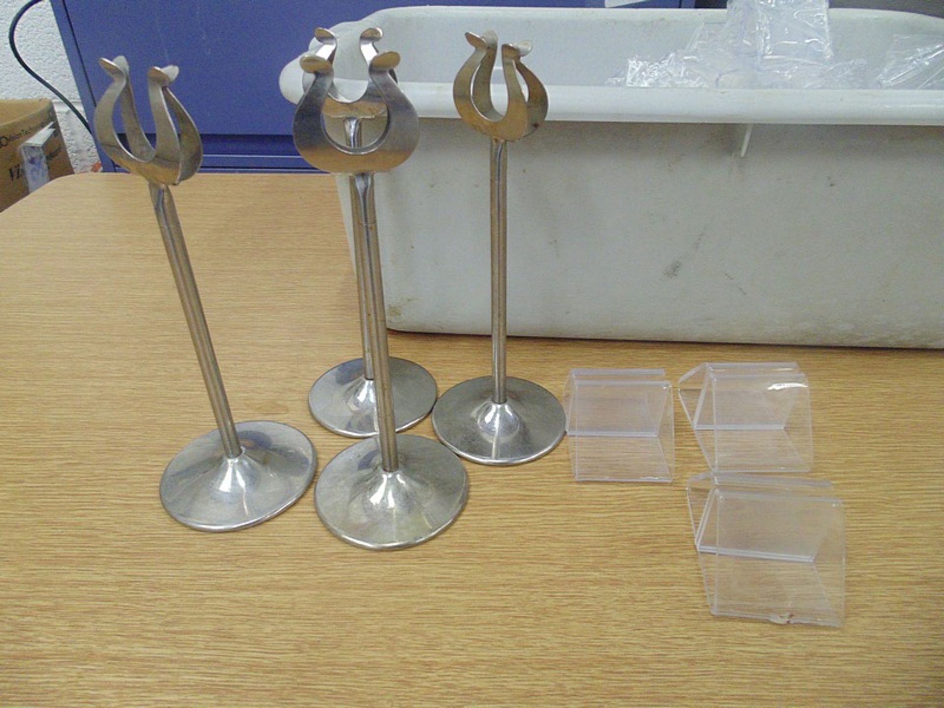 A large quantity of Perspex tent type menu holder stands