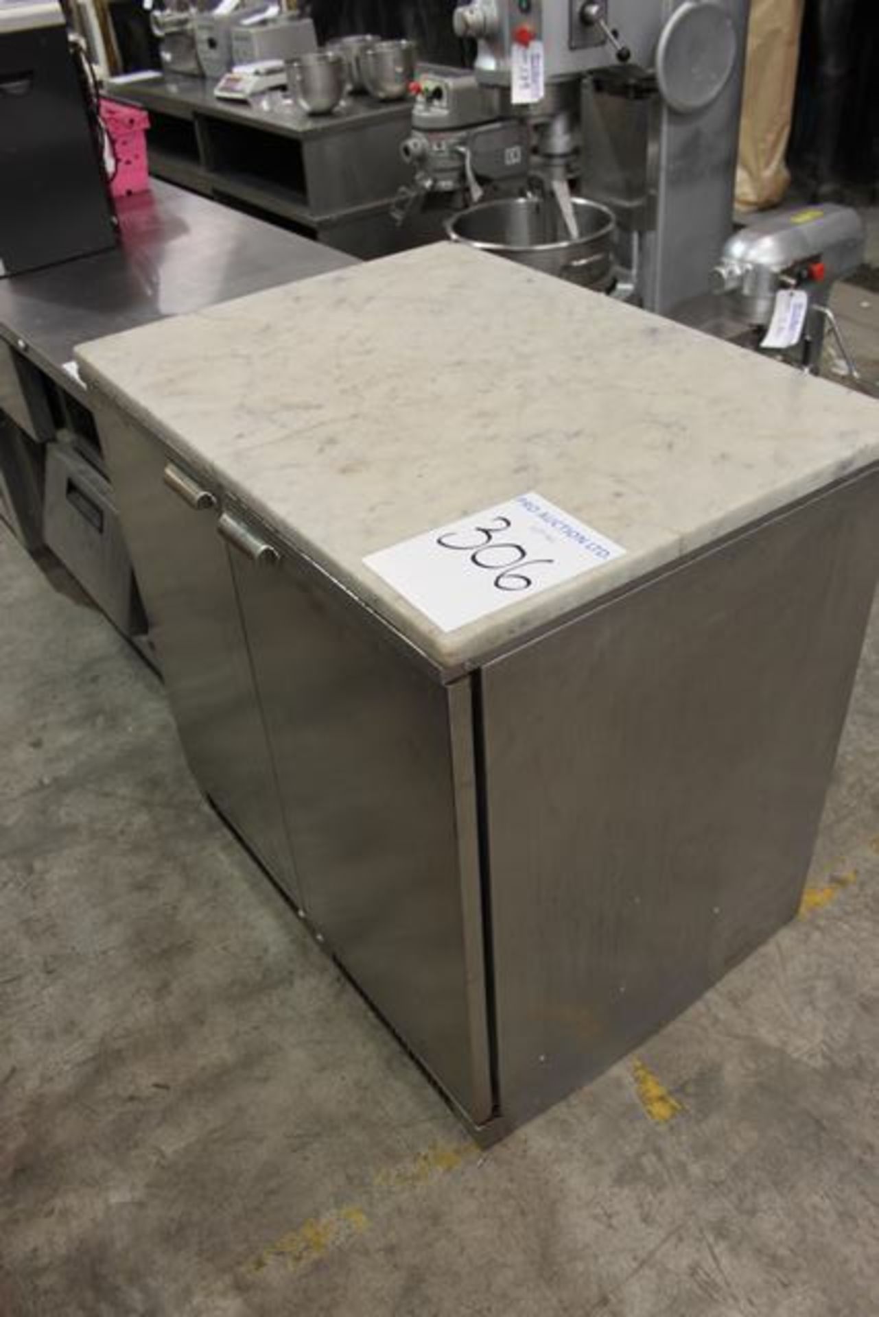 Stainless steel marble top refrigeration counter 950mm x 700mm x 930mm
