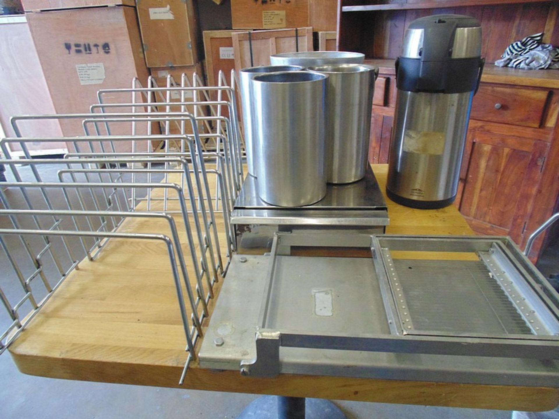 Job lot comprising of cheese wire cutter, 3 x stainless wine coolers, 3 x stainless chopping board - Image 2 of 2