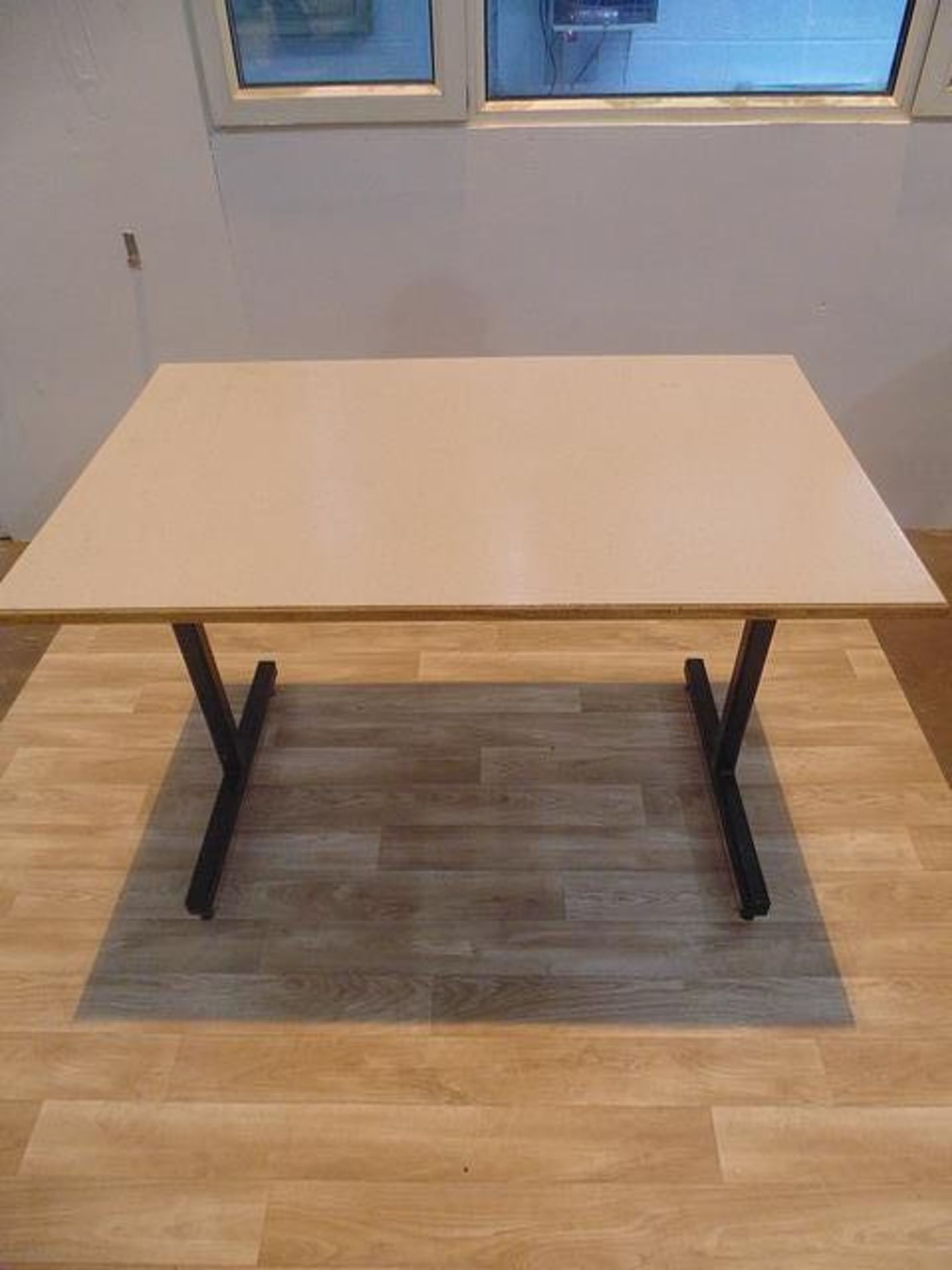 4 x laminated wood top dining table on metal frame 1100mmx 680mm x 750mm