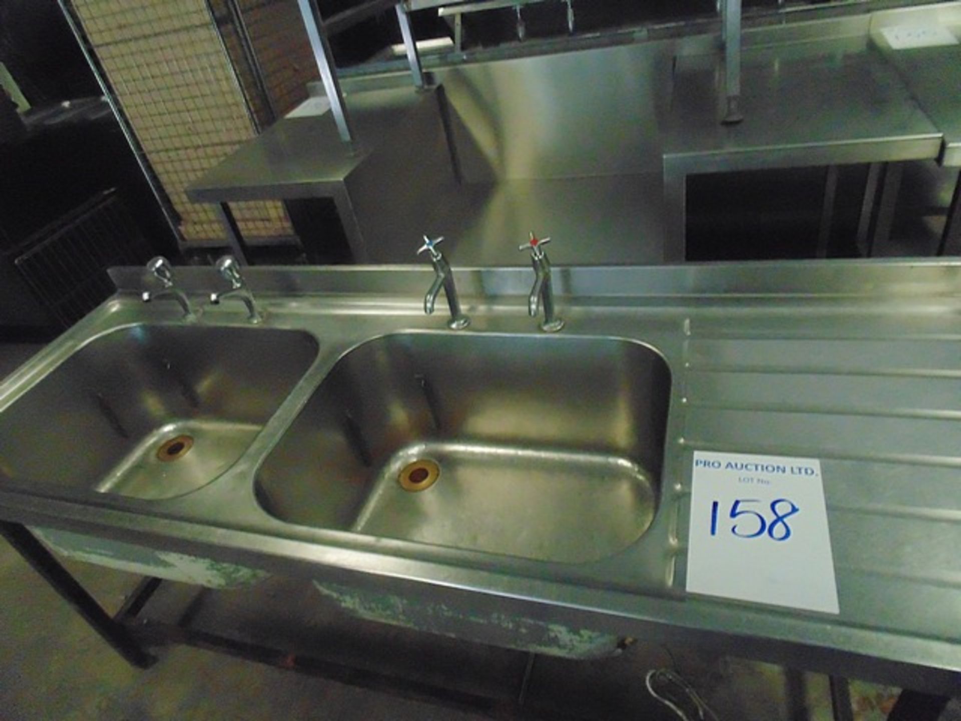 Stainless steel commercial twin bowl sink RHD 1800mm x 660mm x 800mm