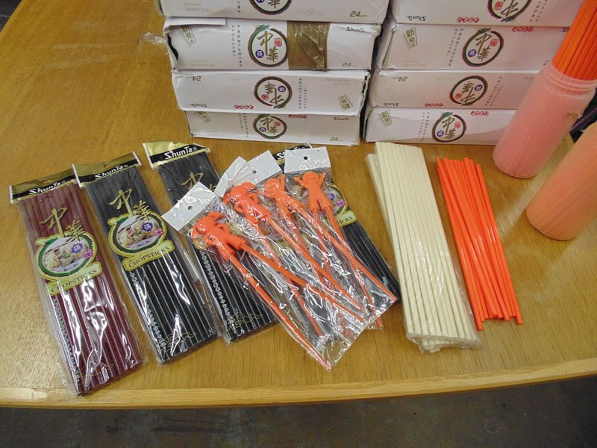 A large quantity of brand new boxed approximately 4000 pairs of orange chop sticks with other - Image 2 of 3