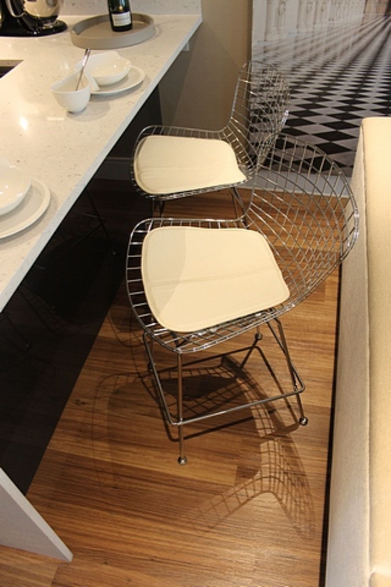 A pair of Harry Bertoia Bar Stools chrome wire construction 560mm x 560mm x 1170mm - Image 2 of 2