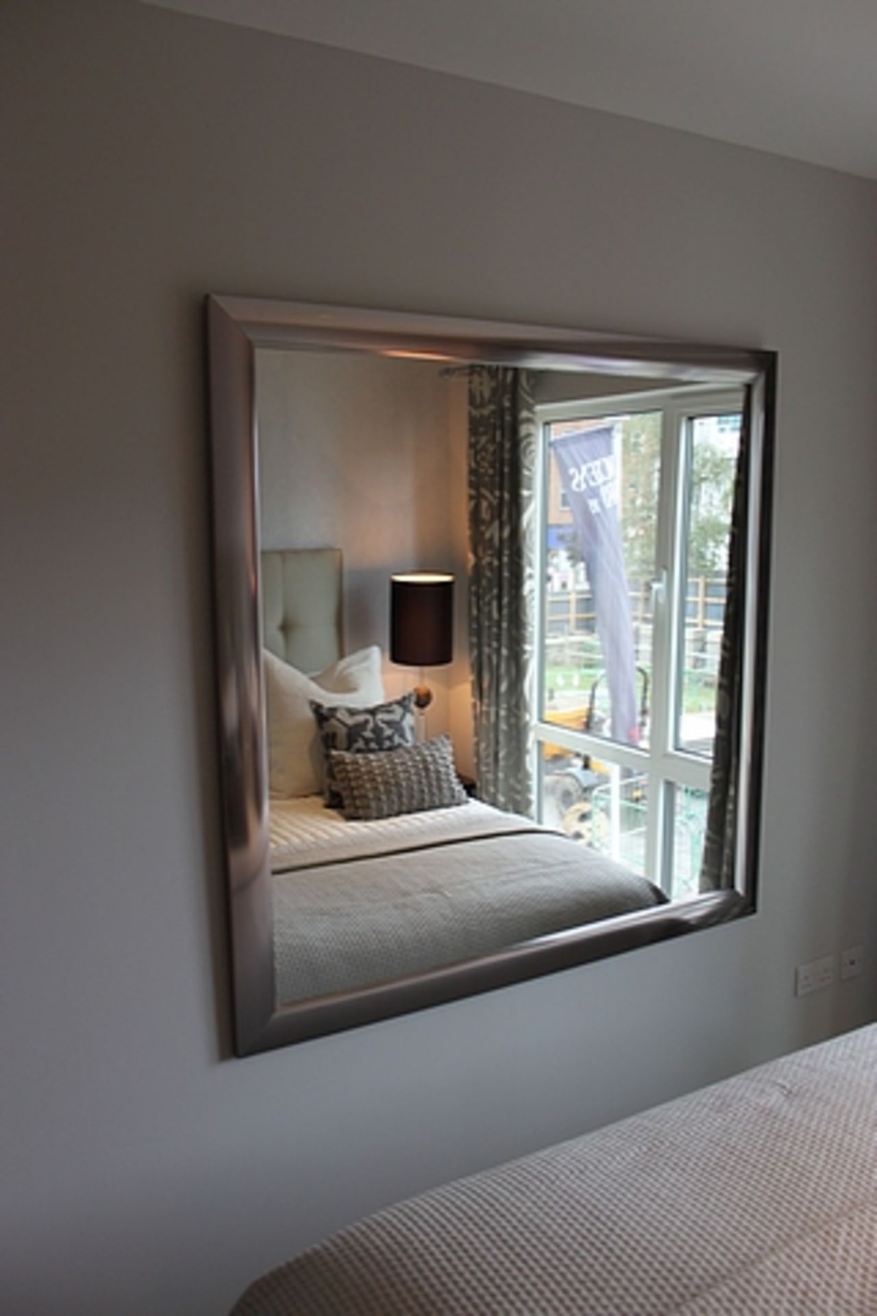 Framed silver colour wall mirror 1360mm x 1370mm