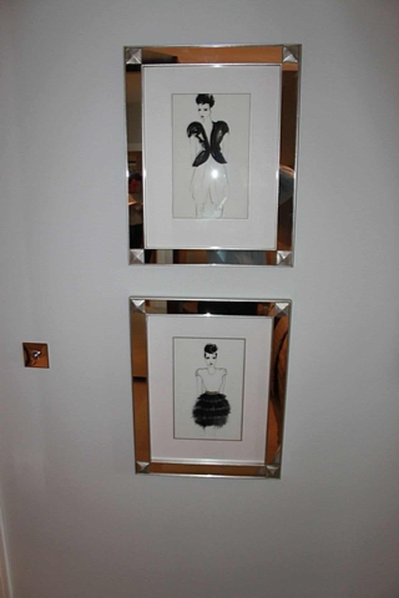 4 x mirrored framed art works