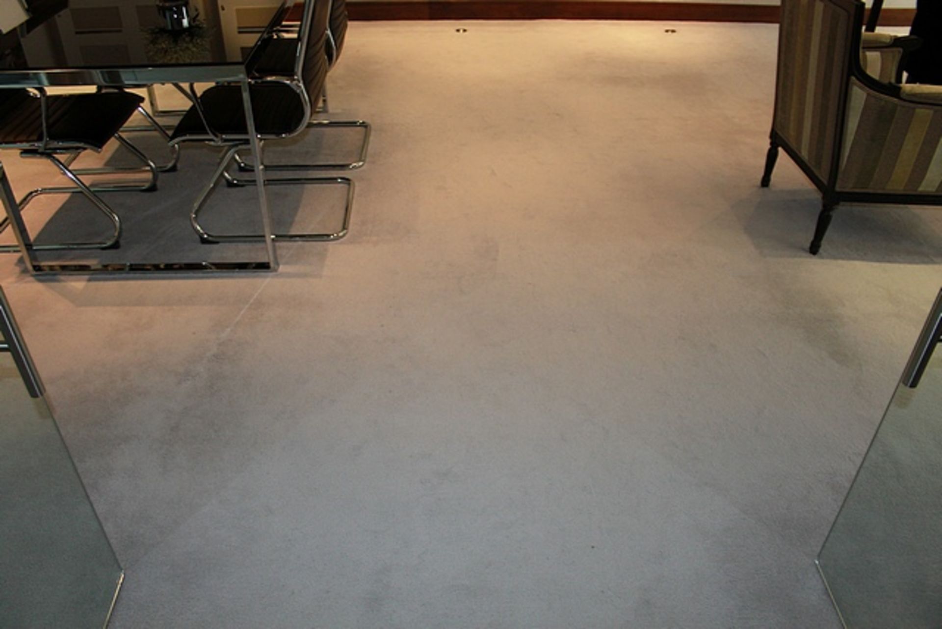 Commercial wool mix cream carpet approximately 8m x 4.5m