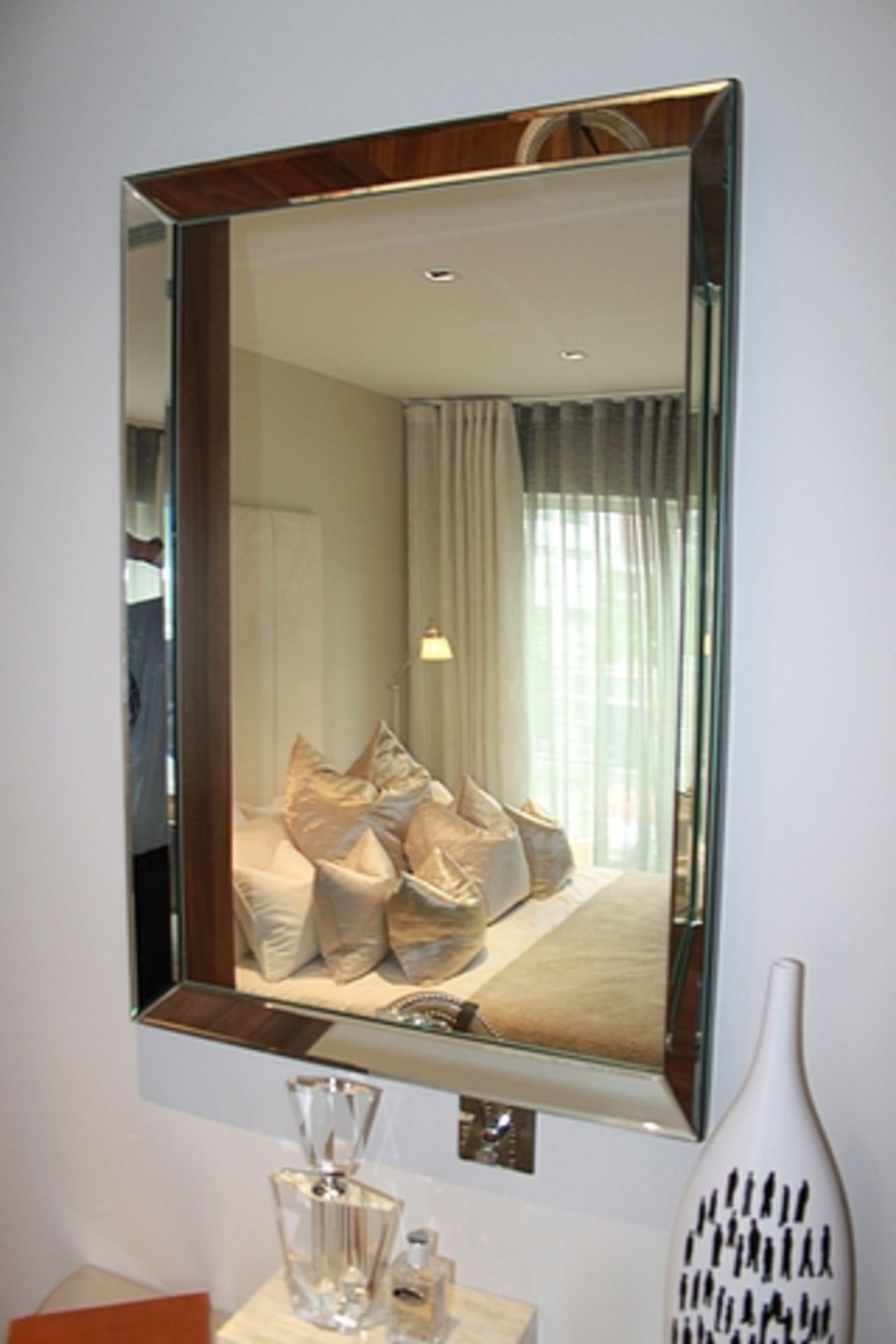 Framed bevelled wall mirror 680mm x 980mm