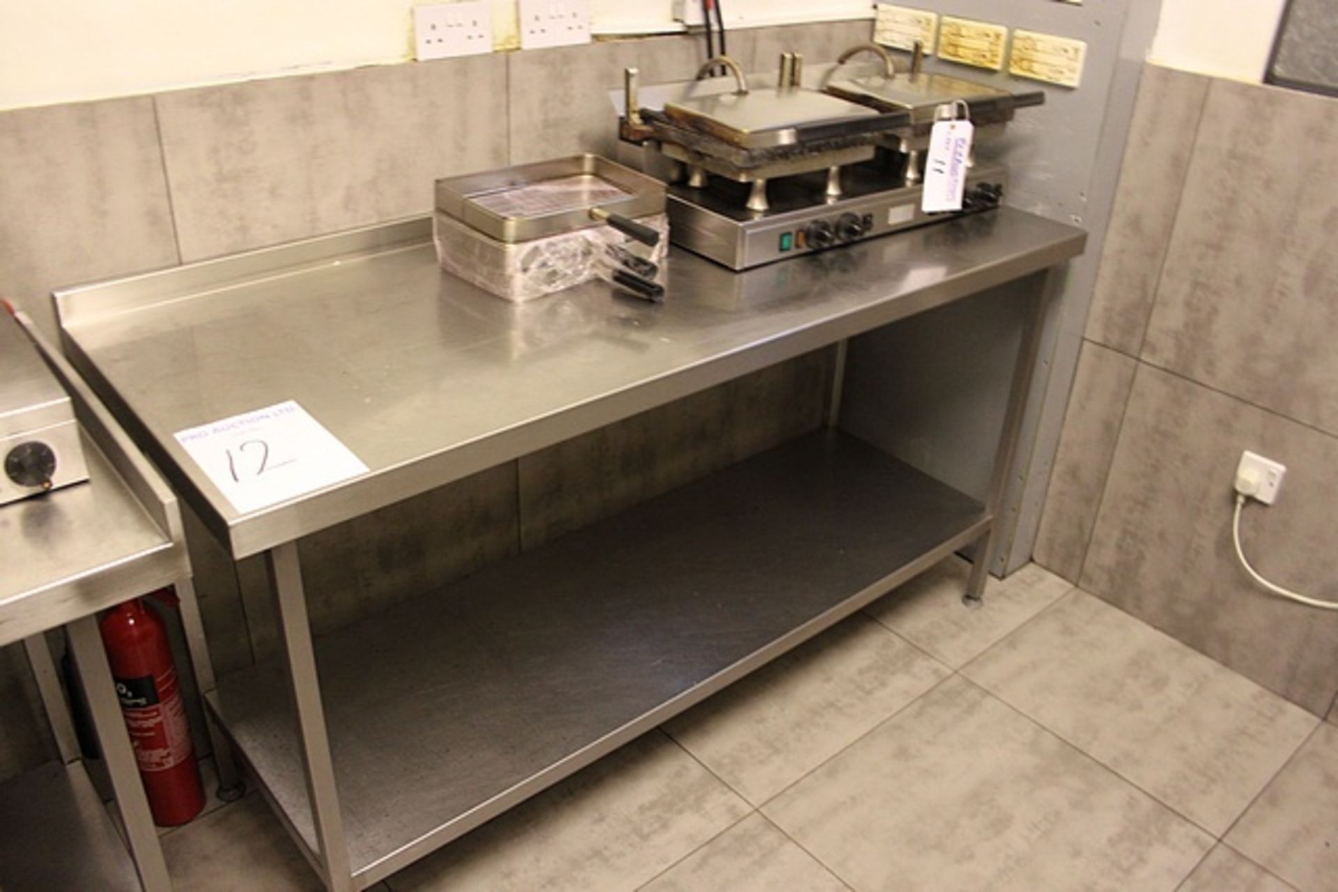 Stainless steel preparation table with upstand and shelf 1700mm x 650mm