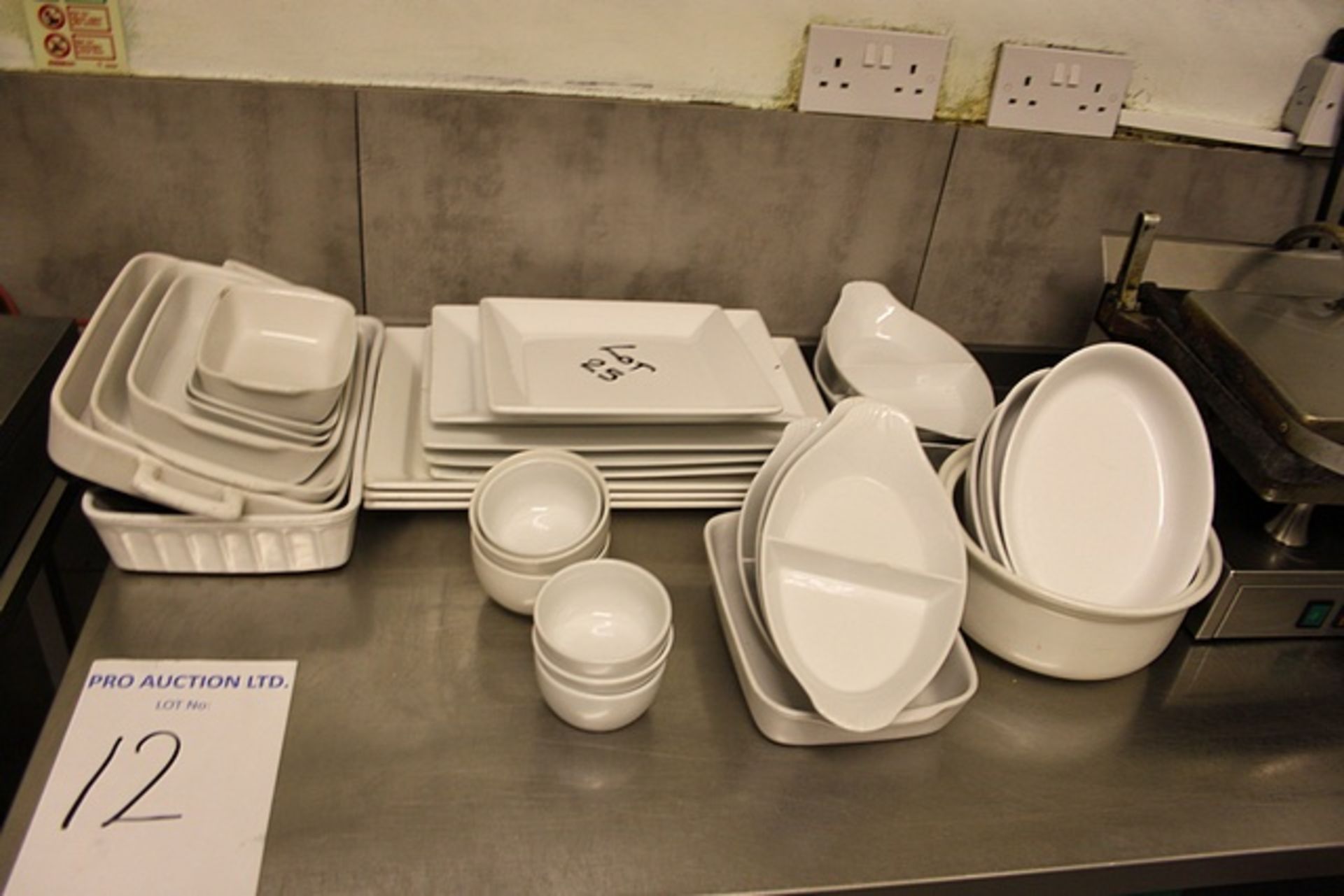 Various white show plate, vegetable plattersand oven tableware