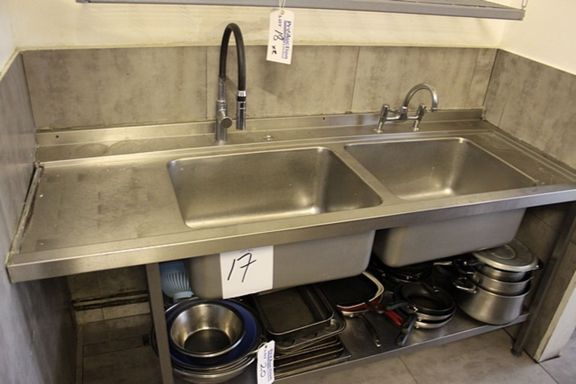 Stainless steel commercial twin basin utensil sink 1900mm