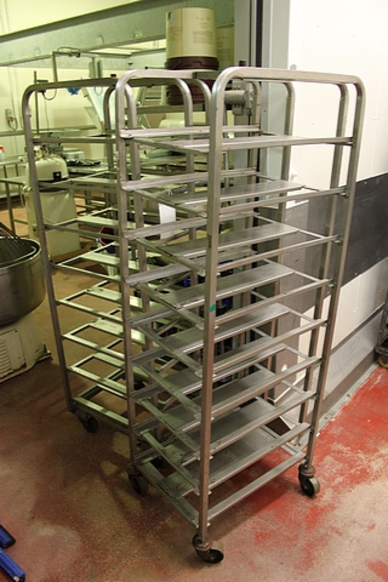 2 x Gastronorm stainless steel mobile racking trolley 8 tiers 470mm x 660mm x 1800mm